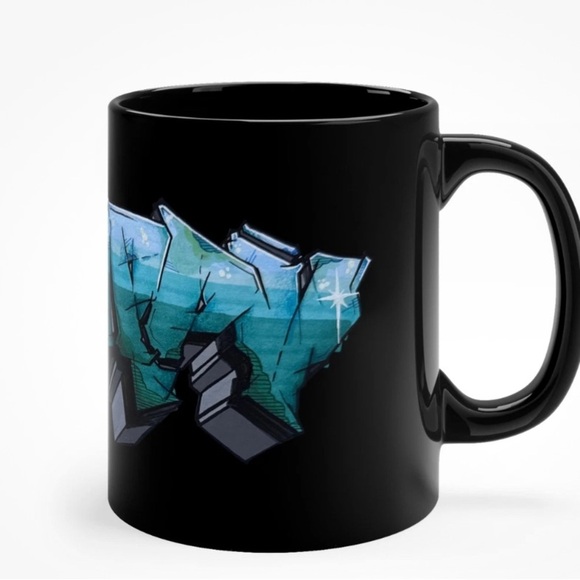 NEW “Be Happy” Graffiti Style Original Art on Black Ceramic Mug 11oz - Picture 4 of 4